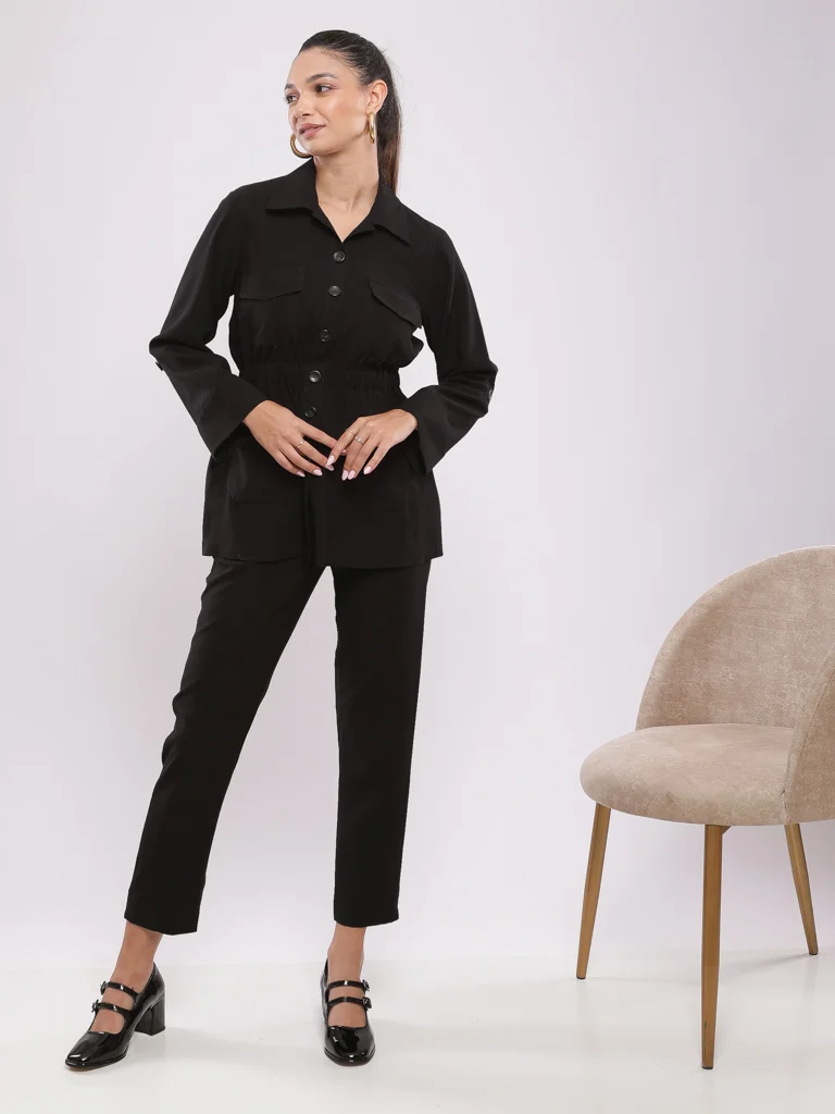 Pantalon 7/8ème fuselé à taille élastiquée