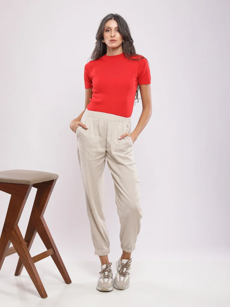 Pantalon jogger lin mélangé