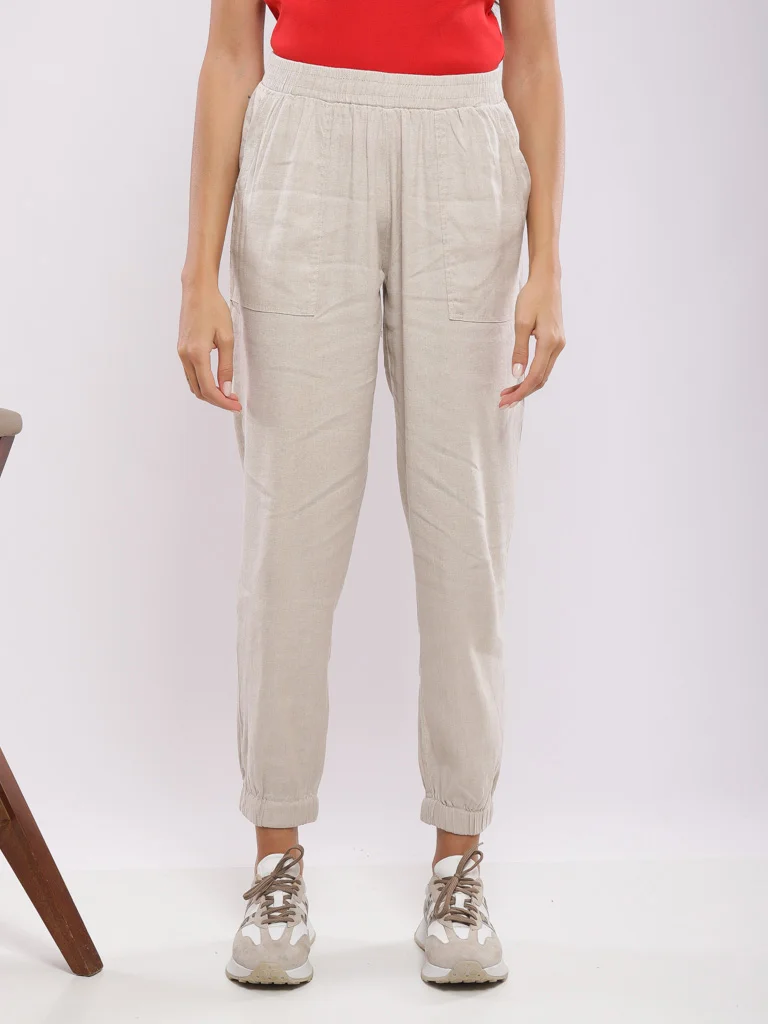 Pantalon jogger lin mélangé