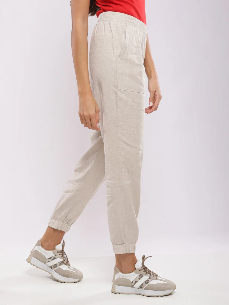 Pantalon jogger lin mélangé
