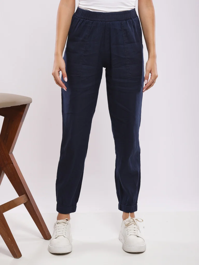 Pantalon jogger lin mélangé