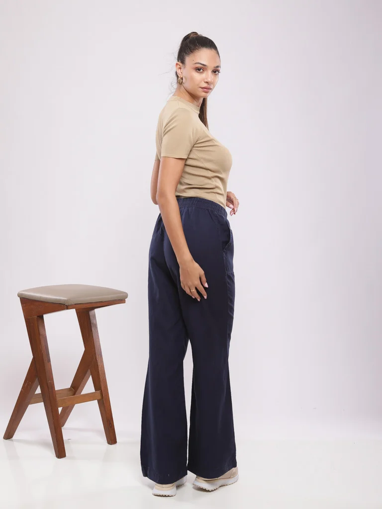 Pantalon large taille élastiquée