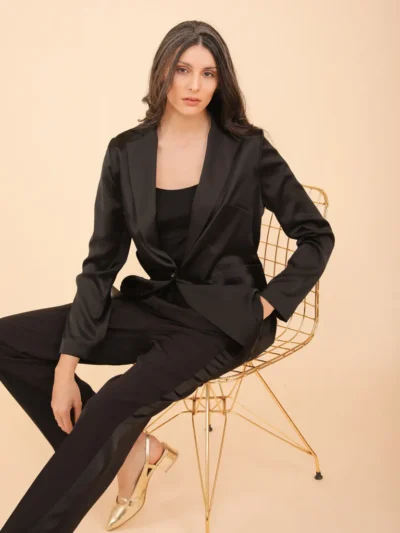 Veste Femme Noir en Satin