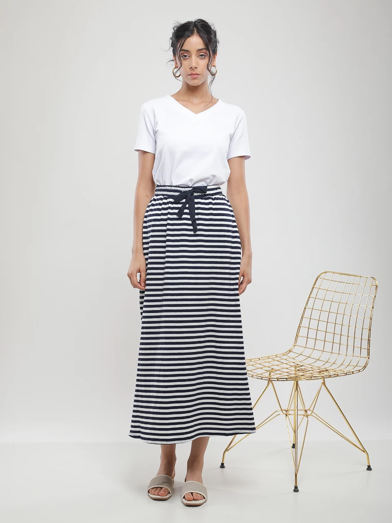 Jupe longue fluide à rayures