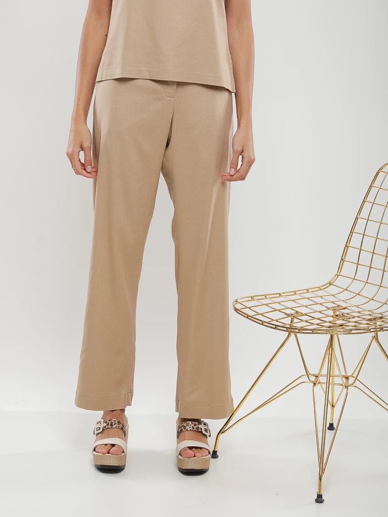 Pantalon flare fluide en lin mélangé