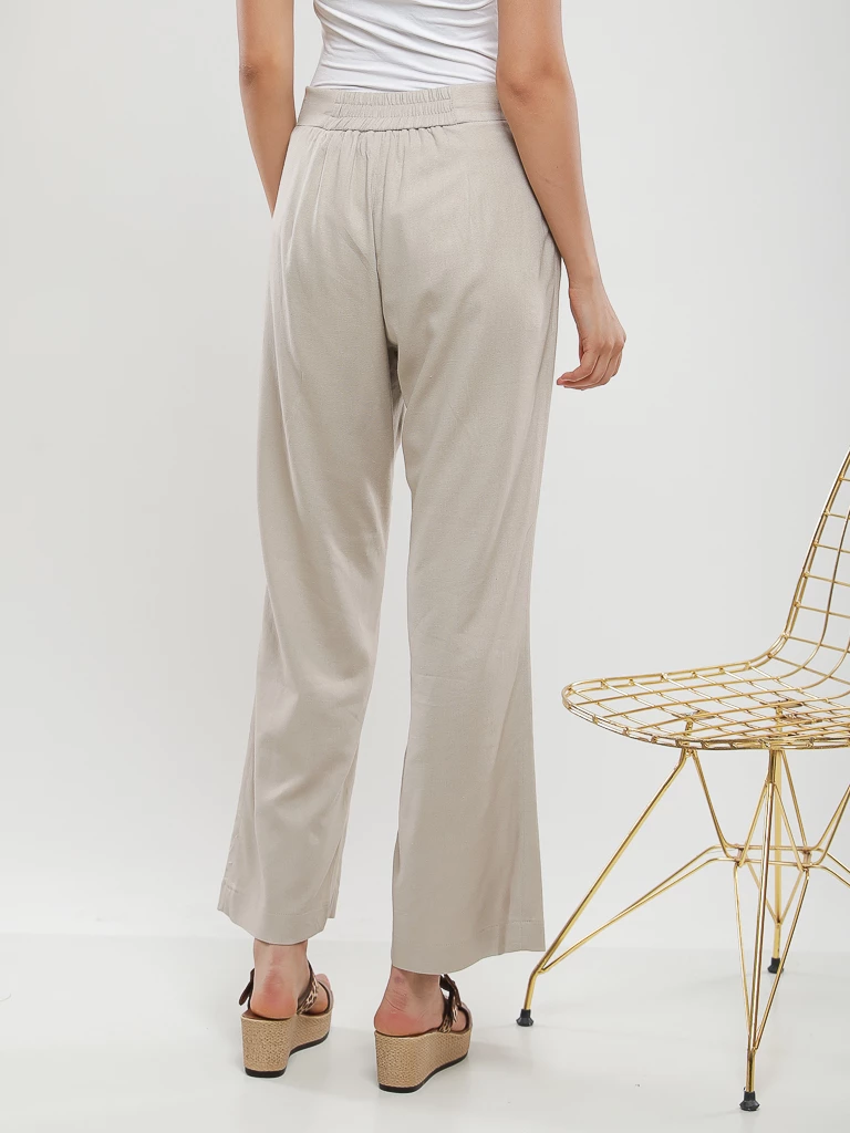 Pantalon flare fluide en lin mélangé
