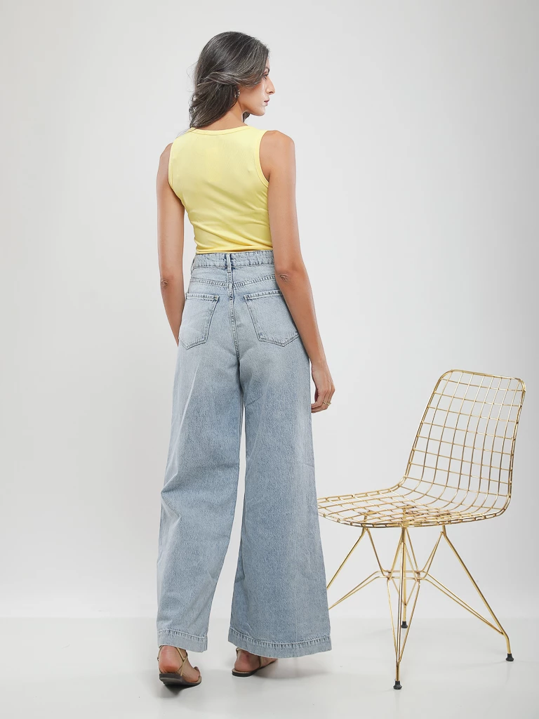 Jean wide leg taille haute