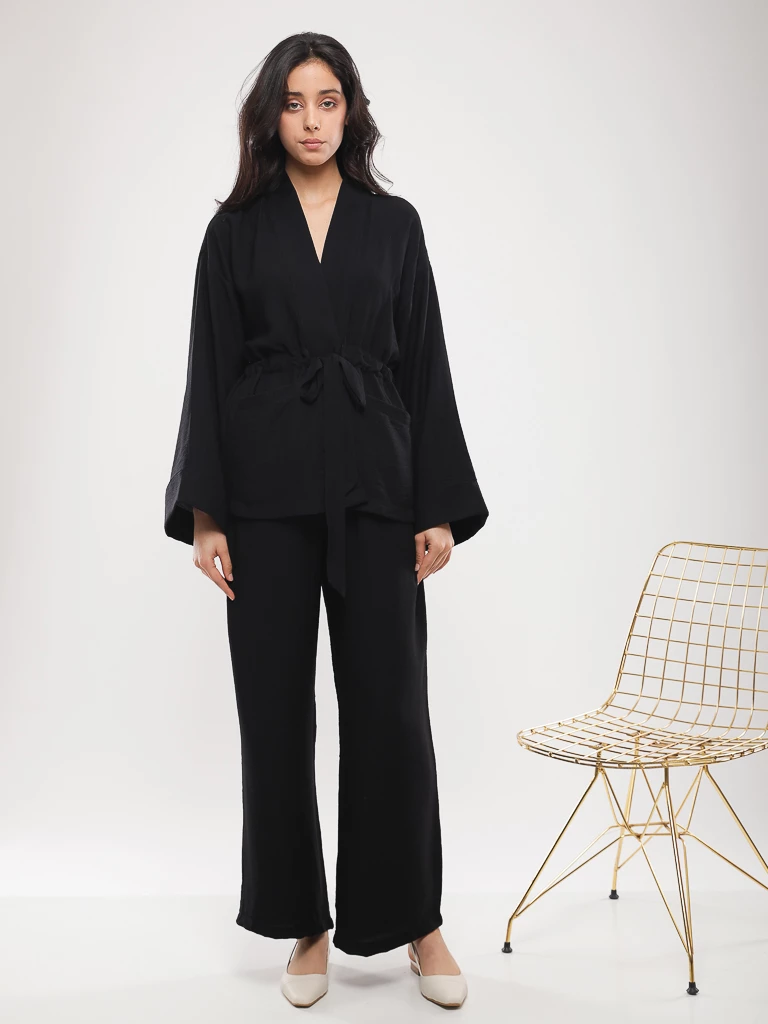 Pantalon large avec cordon de serrage