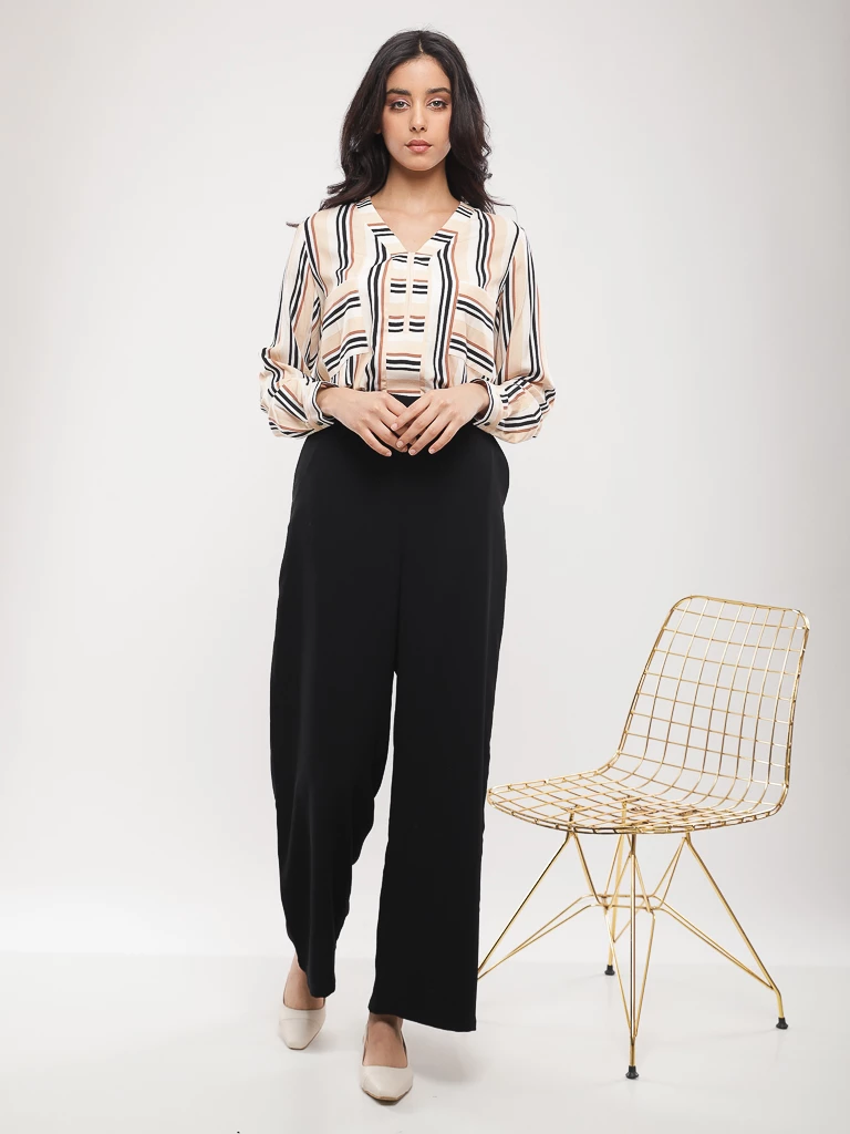 Pantalon large fluide en crêpe