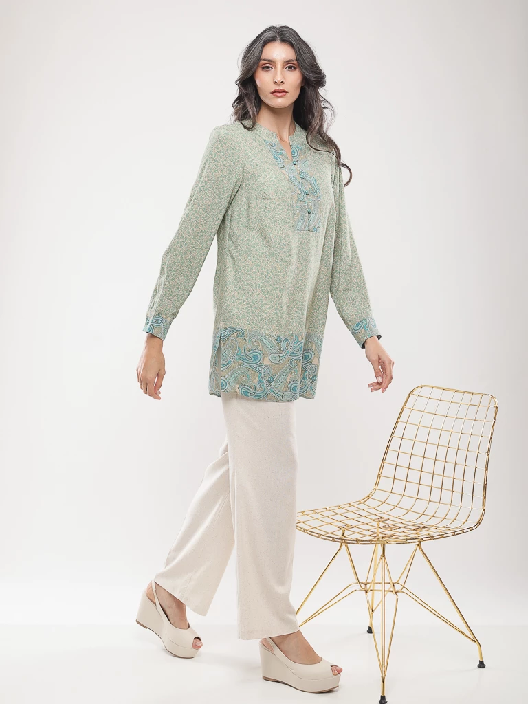 Blouse imprimé paisley brodée