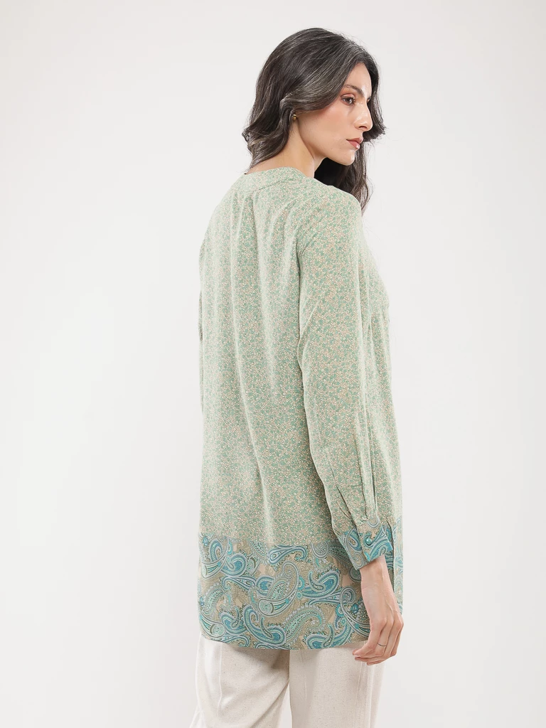 Blouse imprimé paisley brodée