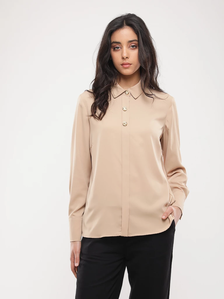 Chemise fluide à boutons dorés