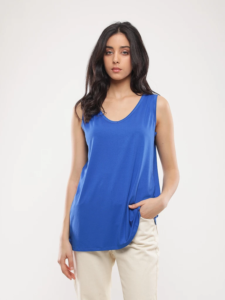 Débardeur long et fluide à col V