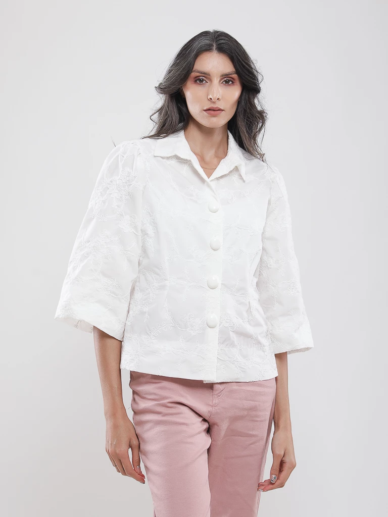 Chemise brodée fleurs