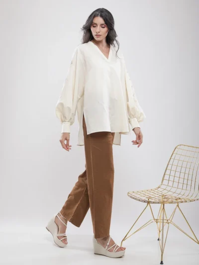Pantalon large taille haute