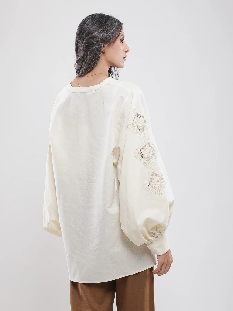 Blouse oversize manches bouffantes