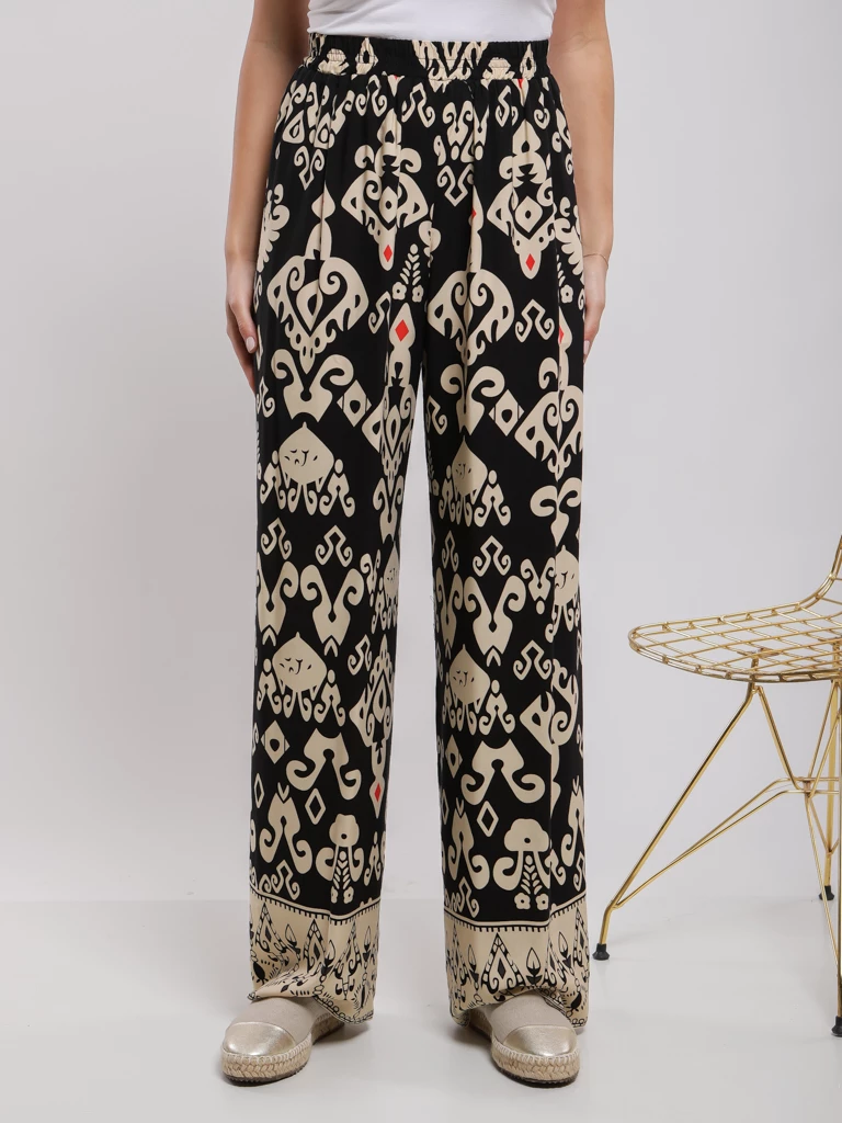 Pantalon fluide à imprimé ethnique