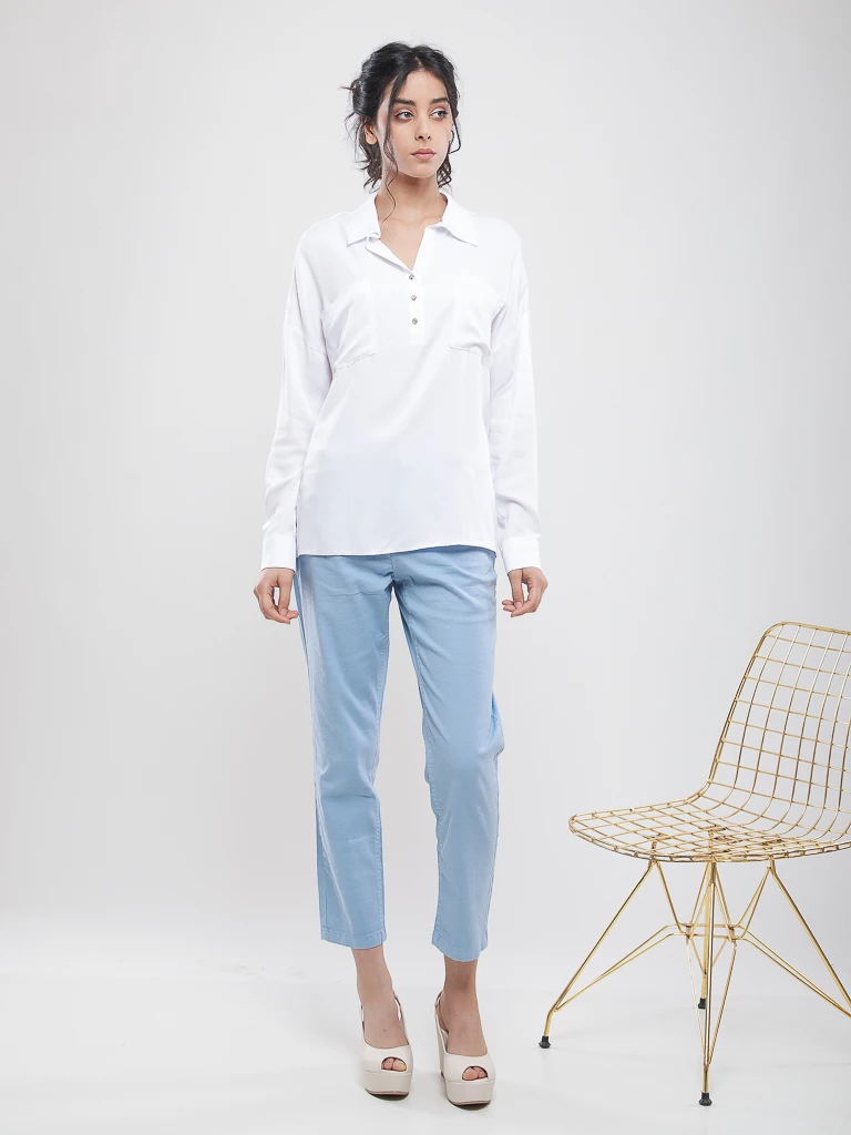 Pantalon droit taille haute 7/8ème