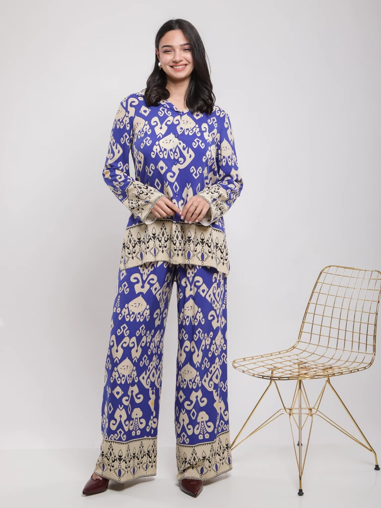 Pantalon fluide à imprimé ethnique