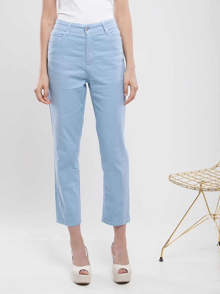 Pantalon droit taille haute 7/8ème