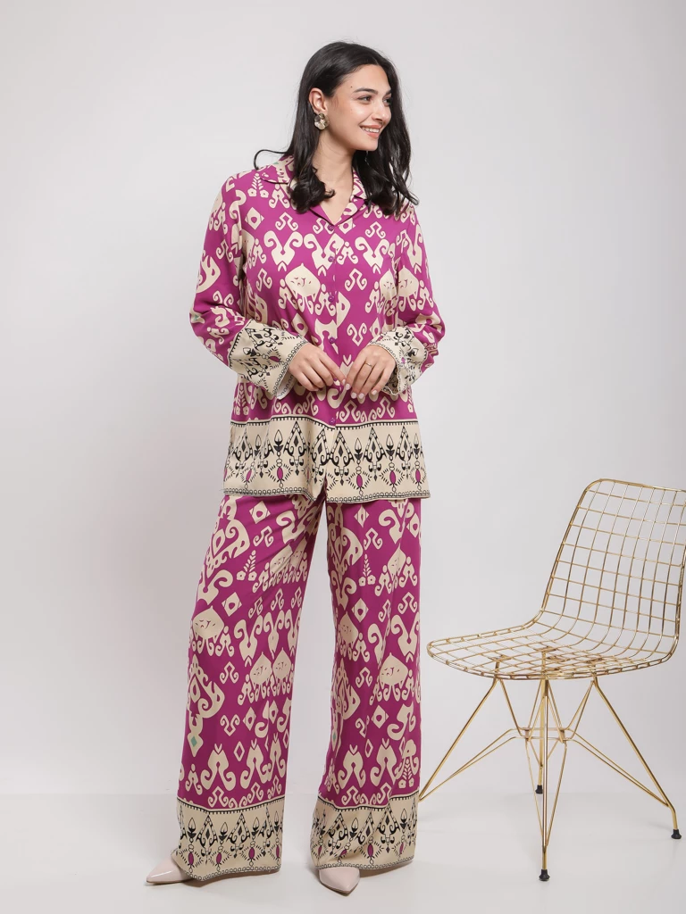 Pantalon fluide à imprimé ethnique