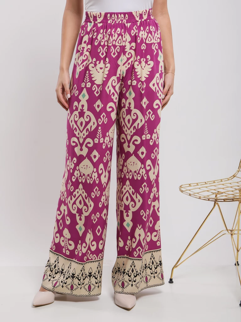 Pantalon fluide à imprimé ethnique