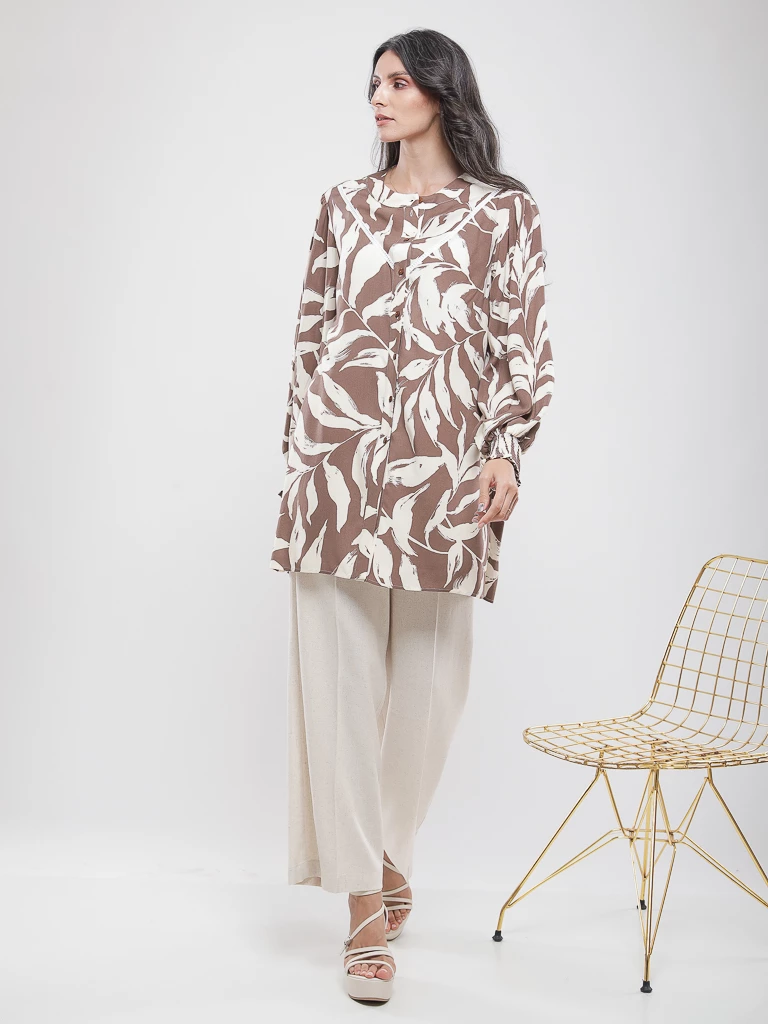 Pantalon large en lin mélangé