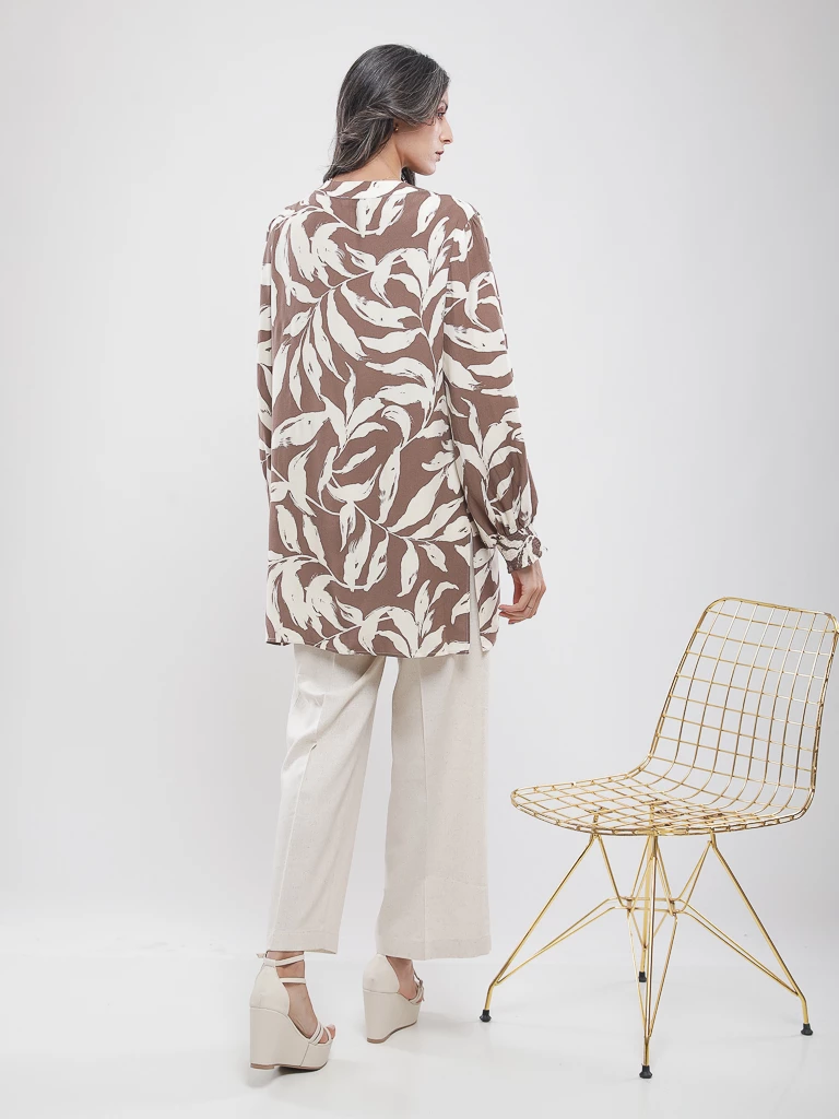 Pantalon large en lin mélangé