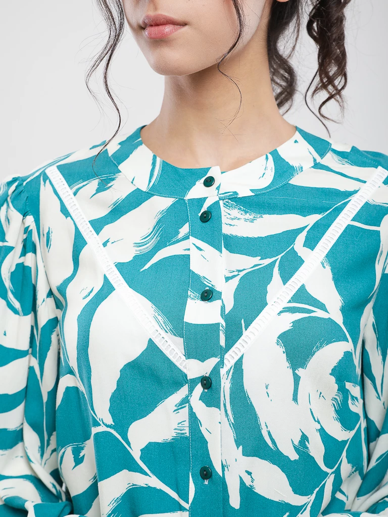 Chemise longue imprimé feuillage