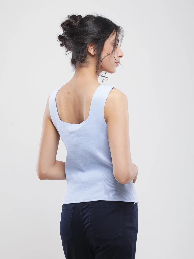 Débardeur en maille à col carré