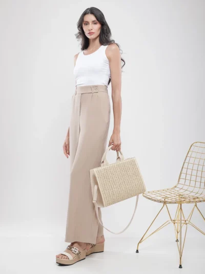 Pantalon fluide large taille haute