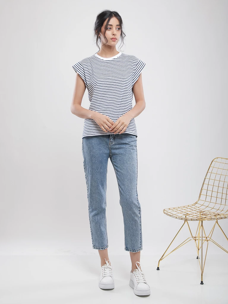 T-shirt marinière à épaules structurées