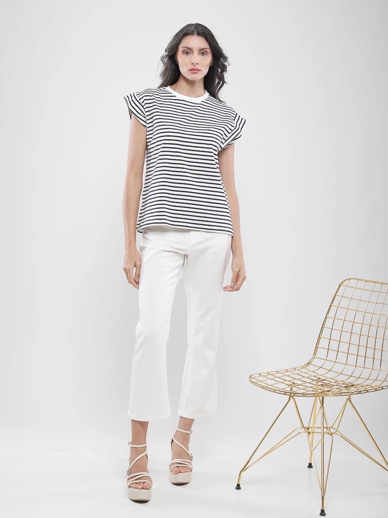 T-shirt marinière à épaules structurées