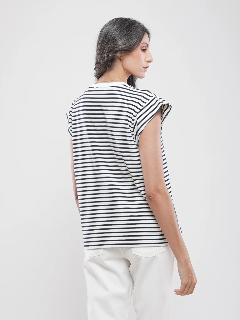 T-shirt marinière à épaules structurées