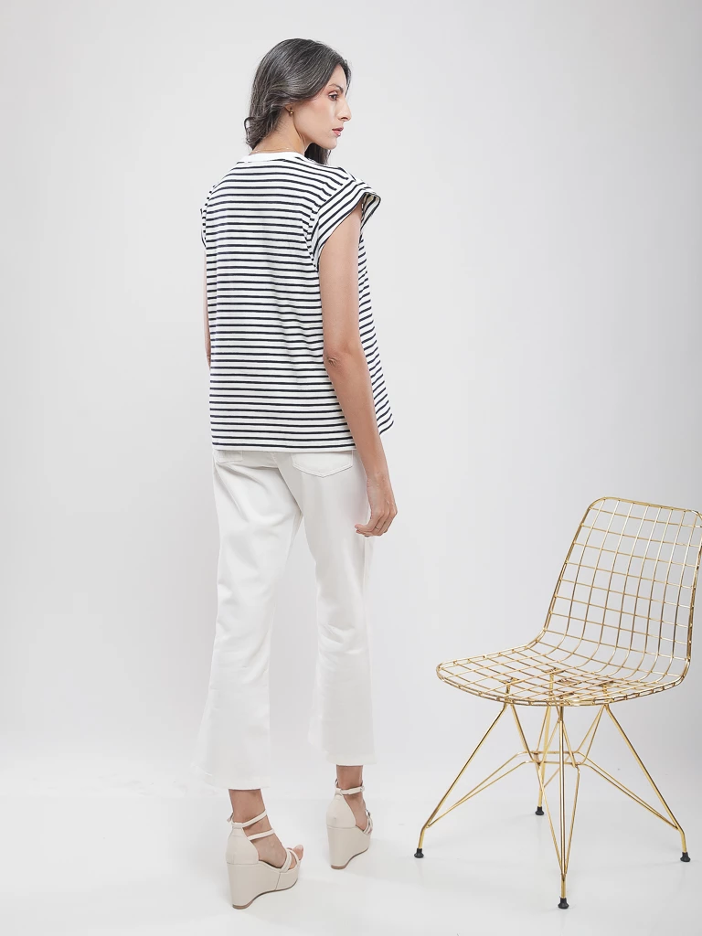 T-shirt marinière à épaules structurées