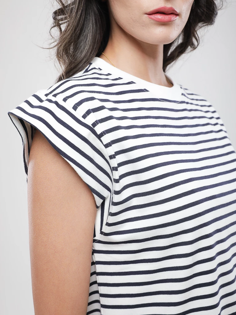 T-shirt marinière à épaules structurées