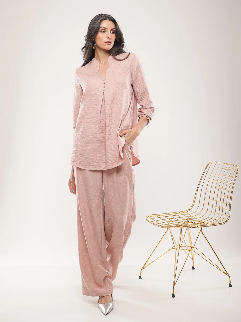 Pantalon large fluide en lin mélangé