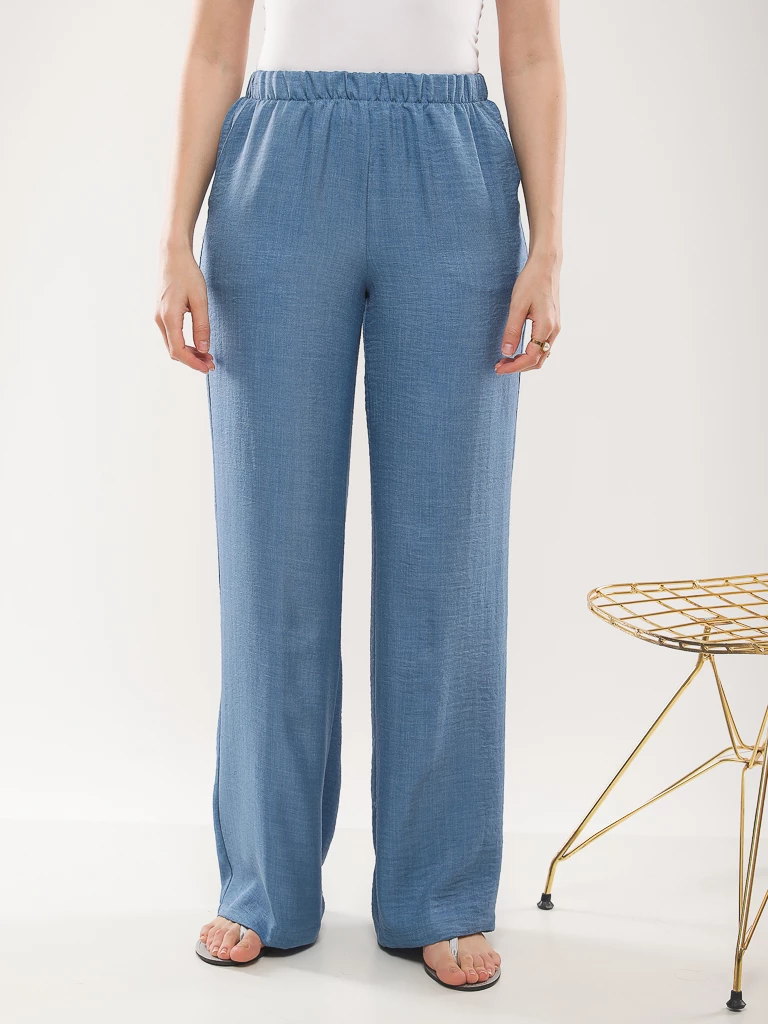 Pantalon large fluide en lin mélangé