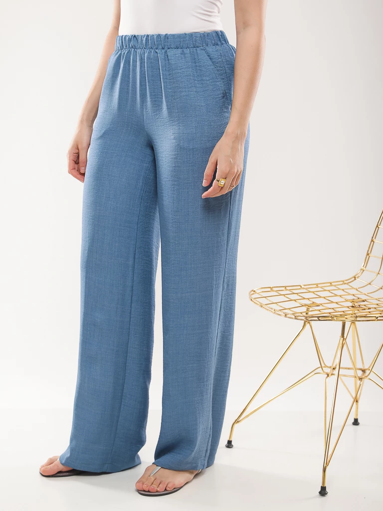 Pantalon large fluide en lin mélangé