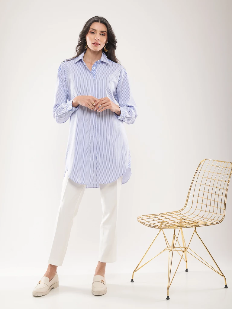 Chemise longue rayée oversize