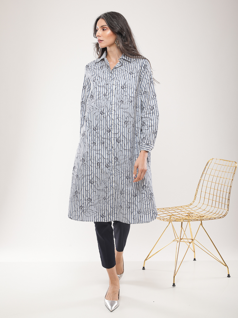 Pantalon cigarette en coton stretch