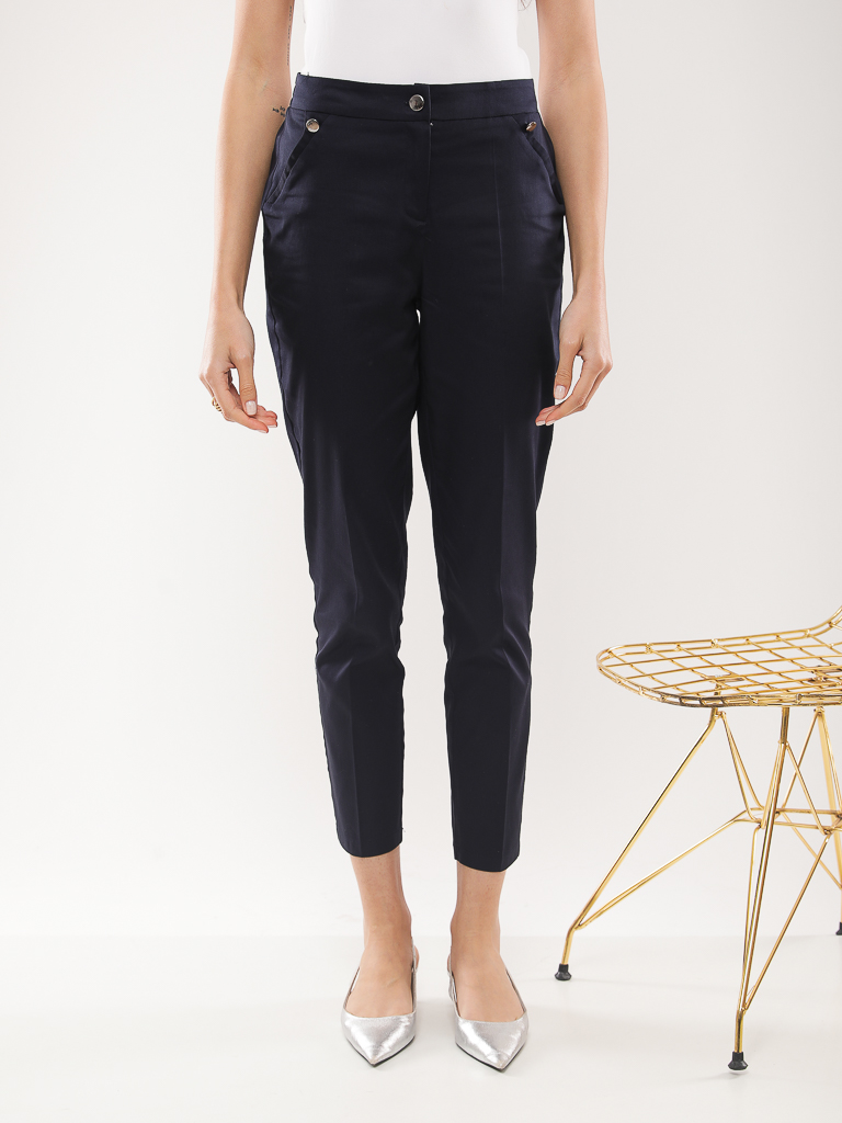 Pantalon cigarette en coton stretch