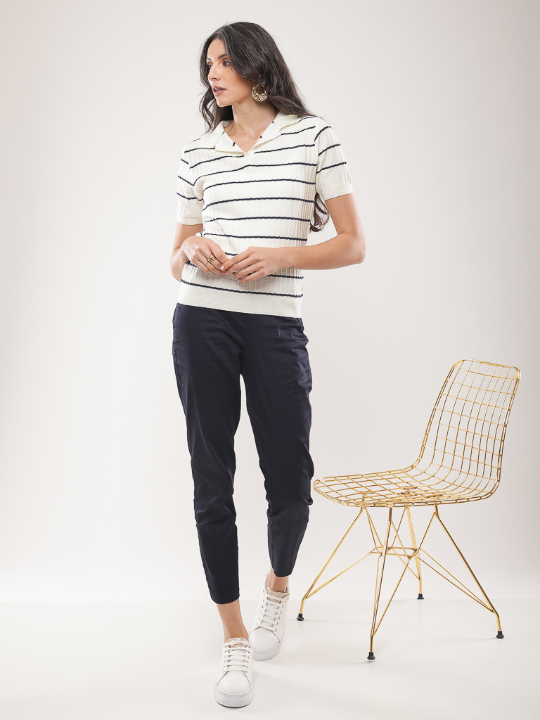 Pantalon cigarette en coton stretch