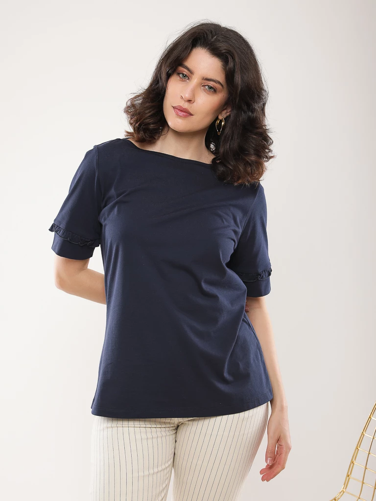 T-shirt coton manches à volants