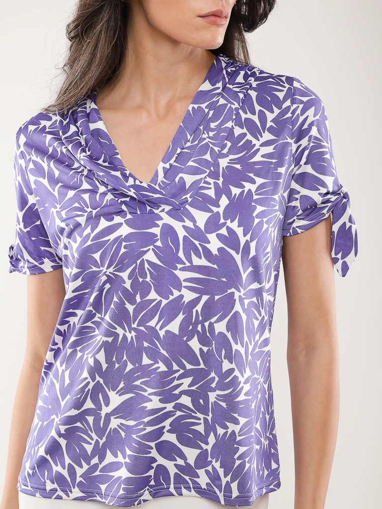 Tunique imprimée à manches nouées