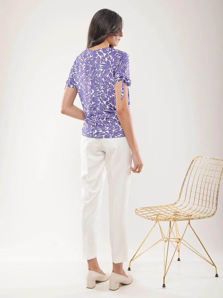 Tunique imprimée à manches nouées