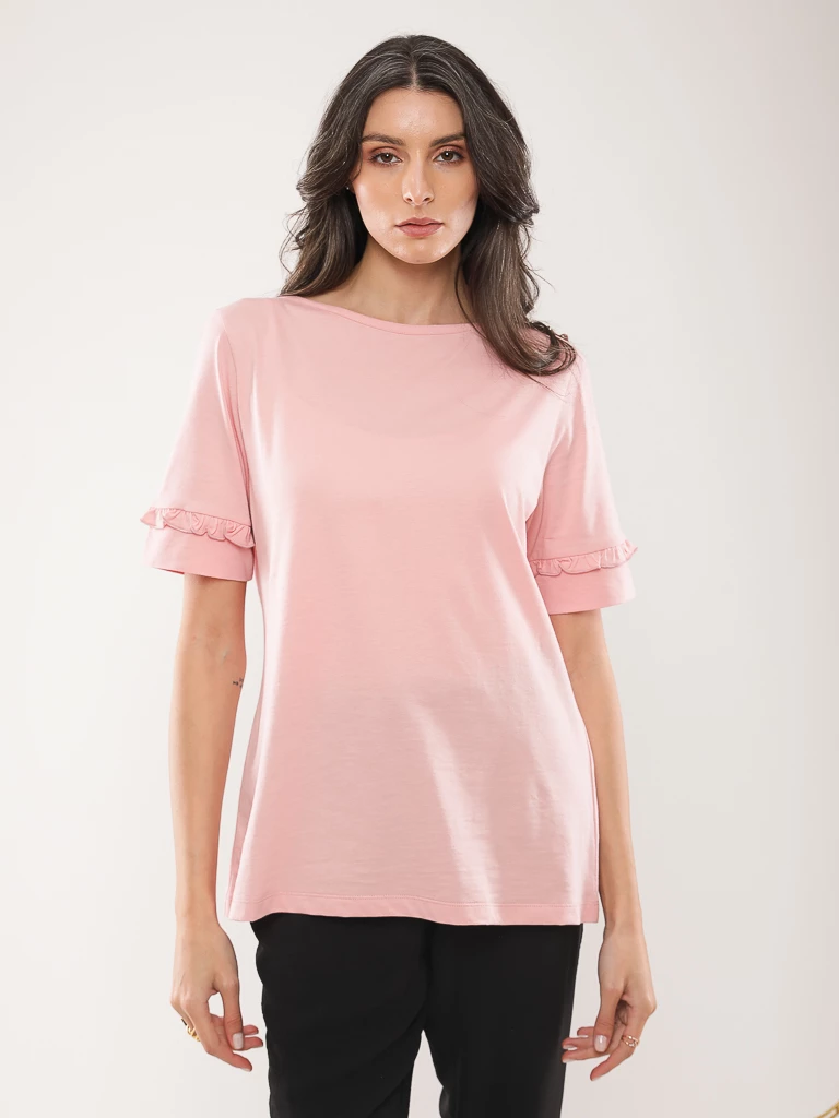 T-shirt coton manches à volants