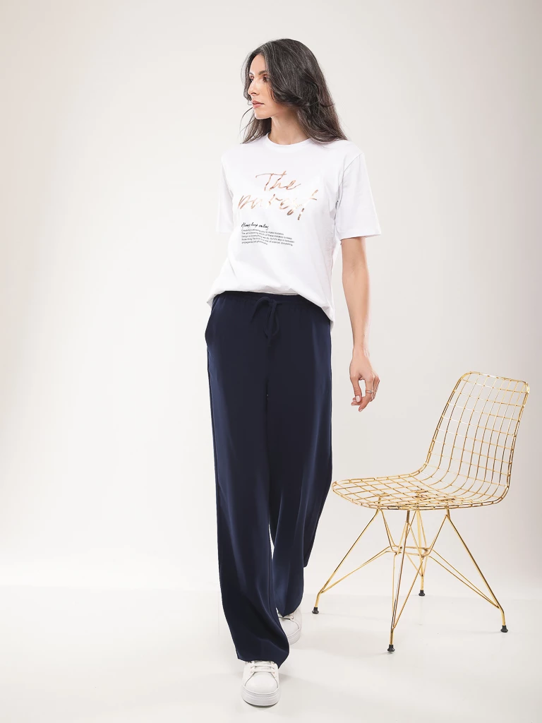 Pantalon large à cordon de serrage