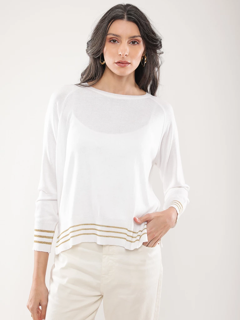 Pull en maille à rayures dorées