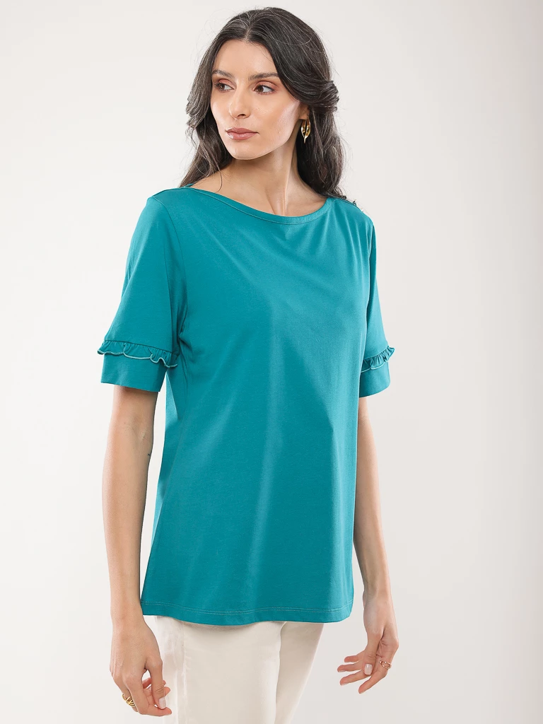 T-shirt coton manches à volants